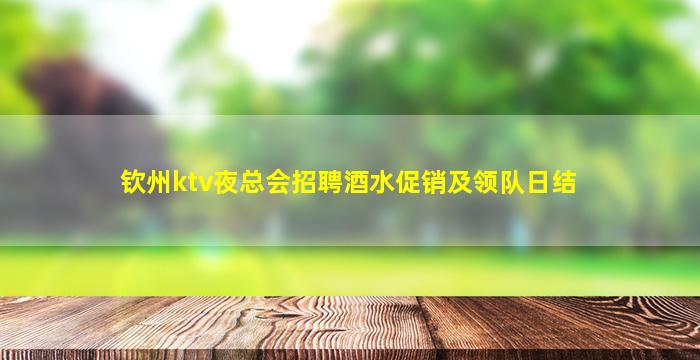 钦州ktv夜总会招聘酒水促销及领队日结